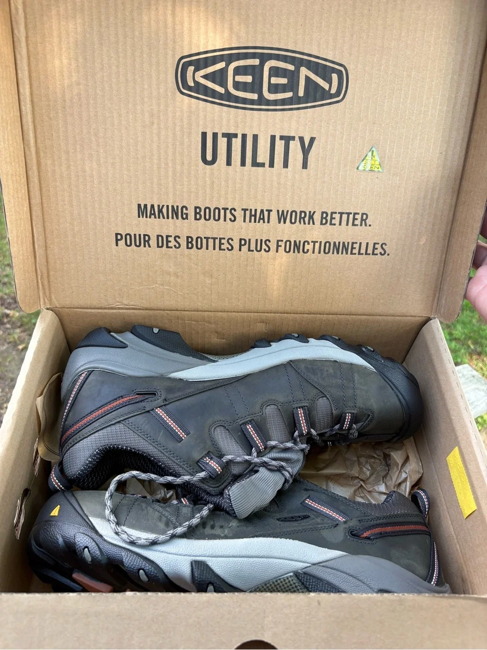 Keen Men's Gray and Orange Utility Boots